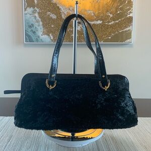 Kate Spade vintage black Zhivago faux fur bag EUC